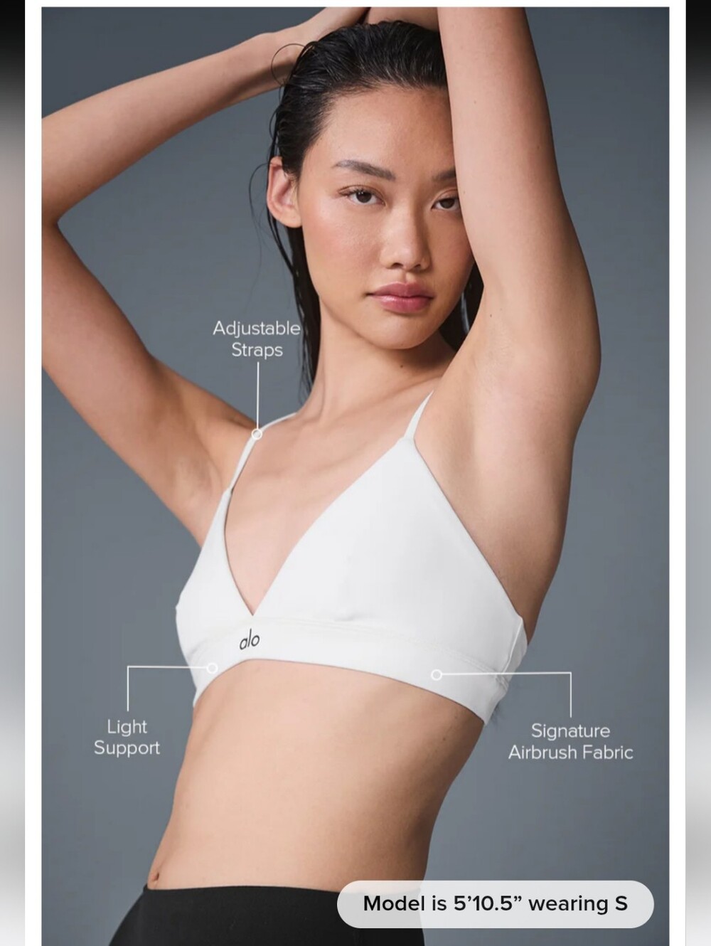 NWT. ALO Splendor Bra In White/Black - Picture 3 of 9